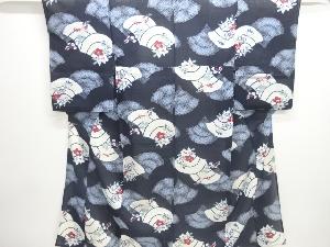 大正ロマン　絽青海波に秋草模様着物